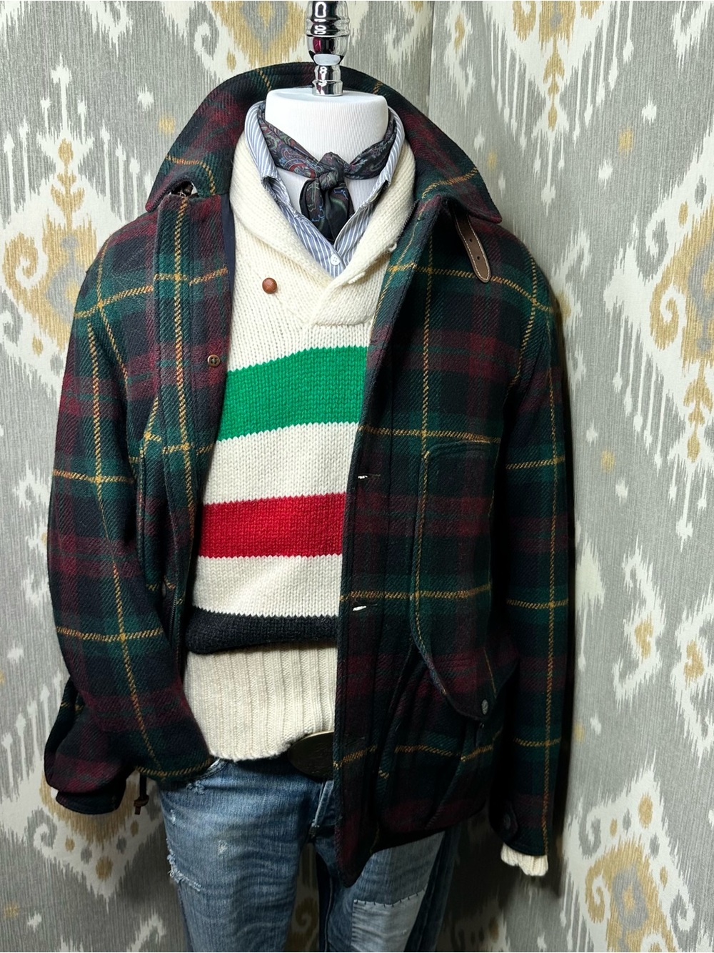 Polo Ralph Lauren Tartan Plaid Brushed Wool Alpaca Twill Sporting Jacket